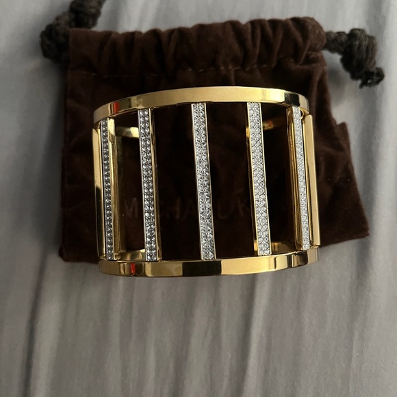 Michael Kors Gold with Crystal Accent Striped Cuff - Picture 3 of 5